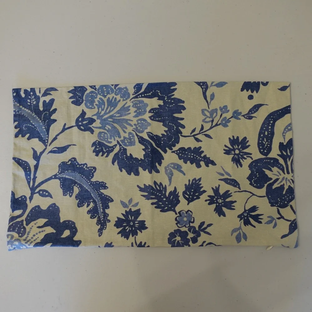 Pottery Barn Sham Blue Ivory Floral Linen Cotton‎ Euro 12x20 Boho Pillow Case